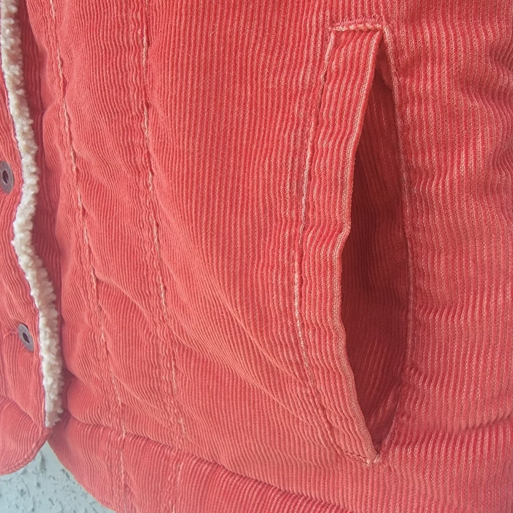 L.L.Bean Vintage Sherpa Lined Corduroy Barn Vest Rust Orange Women’s Medium - Picture 13 of 15